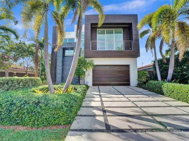 contemporary home featuring a garage