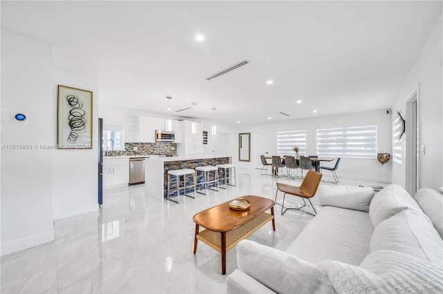 view of tiled living room