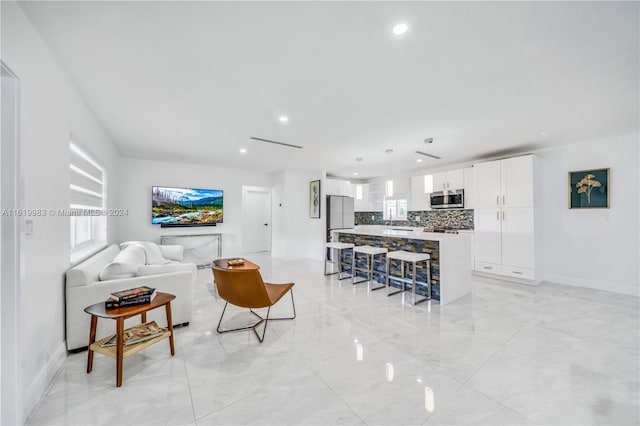 view of tiled living room