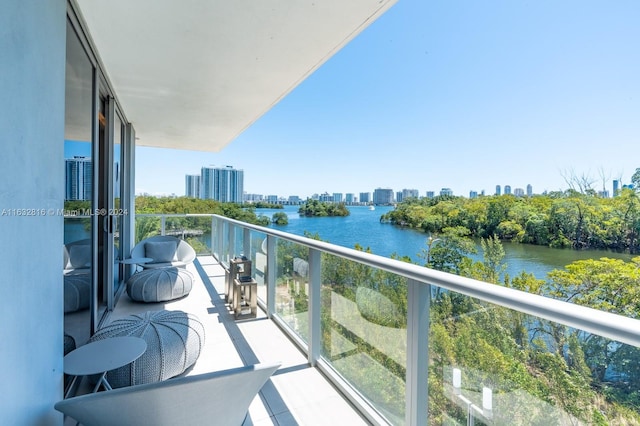 balcony with a water view