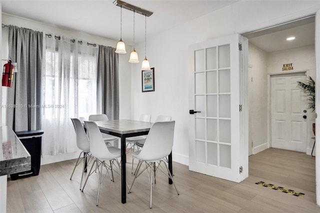 dining area featuring light hardwood / wood-style flooring