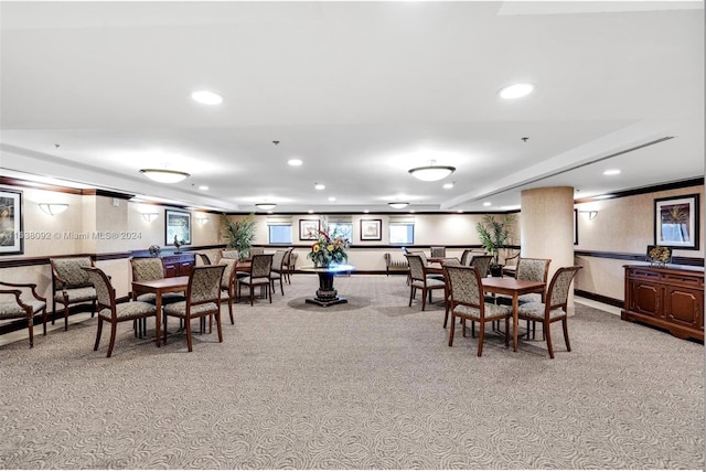 view of carpeted dining room