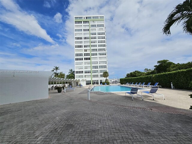 view of pool featuring a patio area