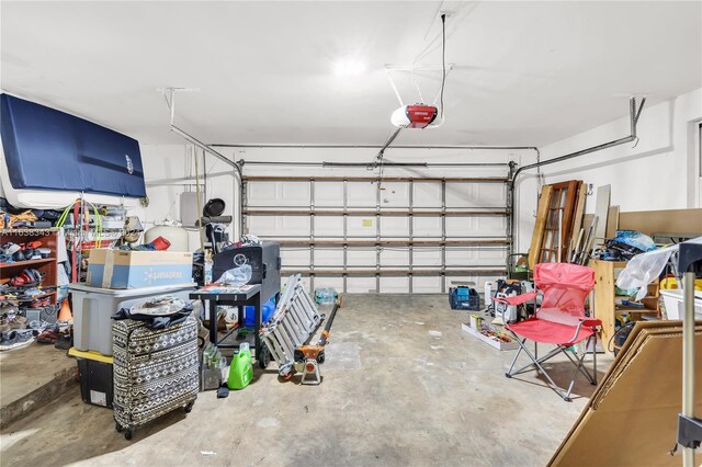 garage with a garage door opener