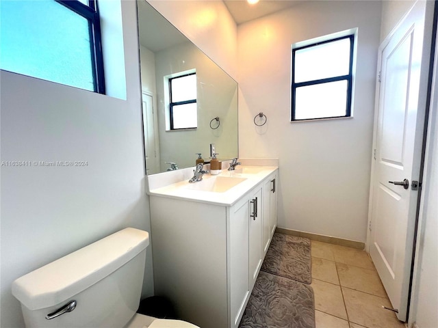 bathroom with tile patterned floors, toilet, and vanity