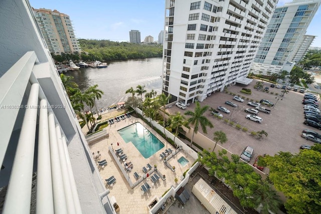 bird's eye view featuring a water view