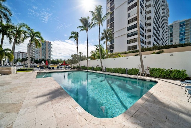 view of pool featuring a patio area