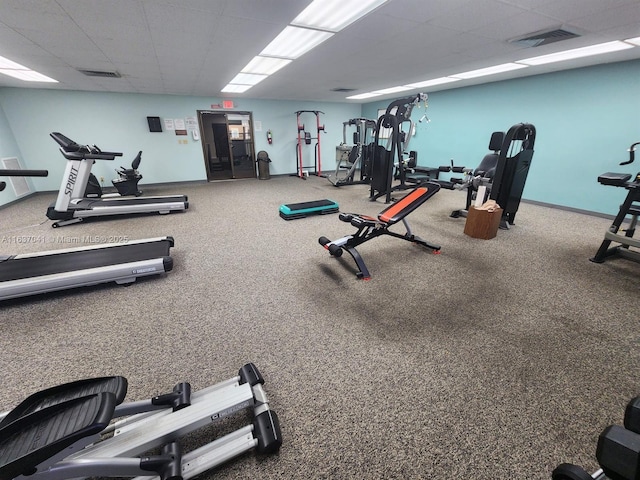 5800 NW 64th Ave Unit 108, Tamarac, FL 33319 - gym with a paneled ceiling and baseboards