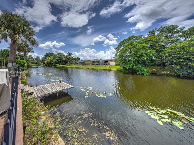 dock area featuring a water view