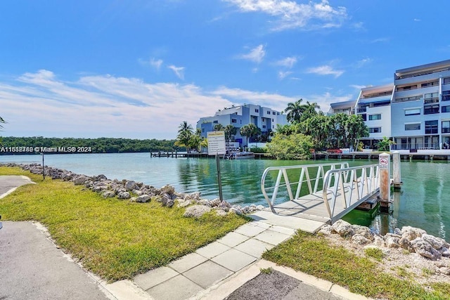 view of dock featuring a water view