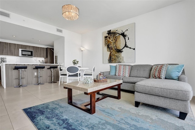 view of tiled living room