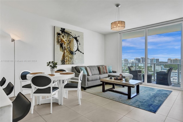 view of tiled living room