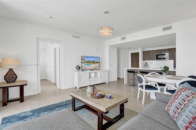 view of tiled living room