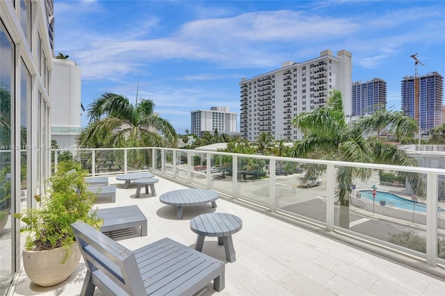 balcony with a swimming pool