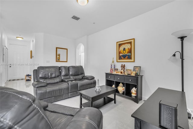 view of tiled living room