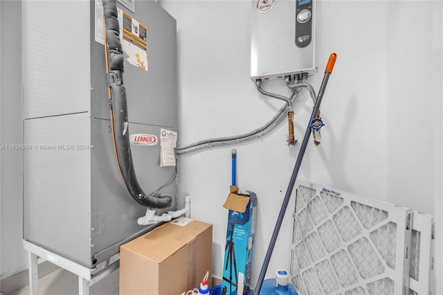 utilities featuring heating unit and water heater