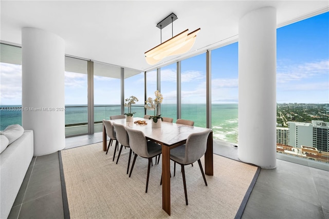 sunroom / solarium featuring a water view and a healthy amount of sunlight