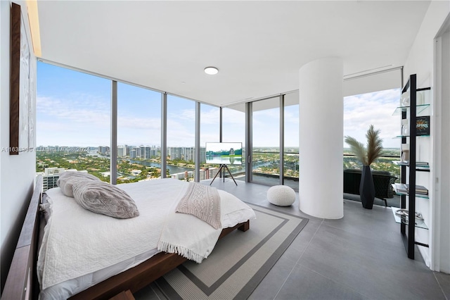 bedroom featuring expansive windows