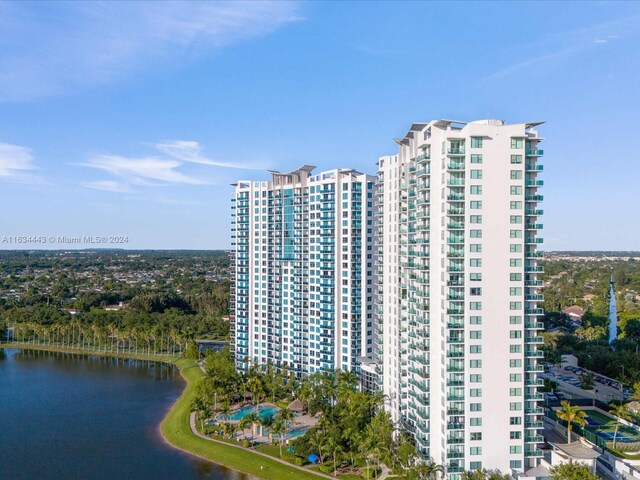 view of property with a water view