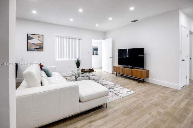 living room with light wood-type flooring