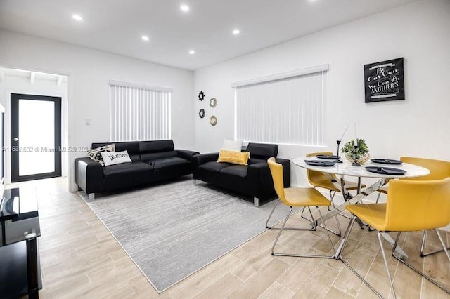 living room featuring light hardwood / wood-style floors