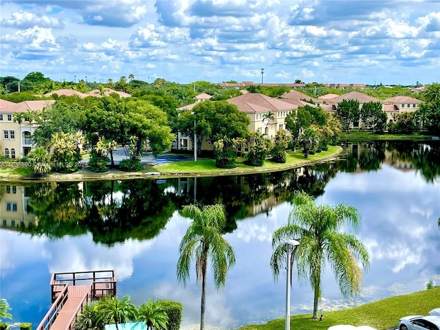 view of water feature with a residential view