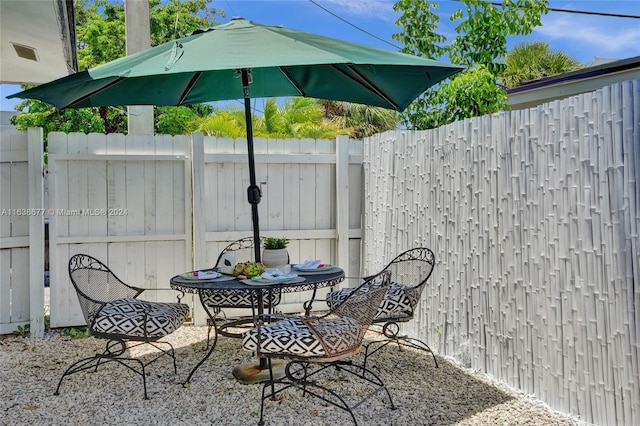 view of patio / terrace featuring fence