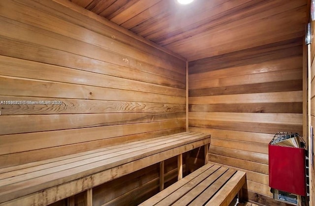 view of sauna / steam room with wood ceiling