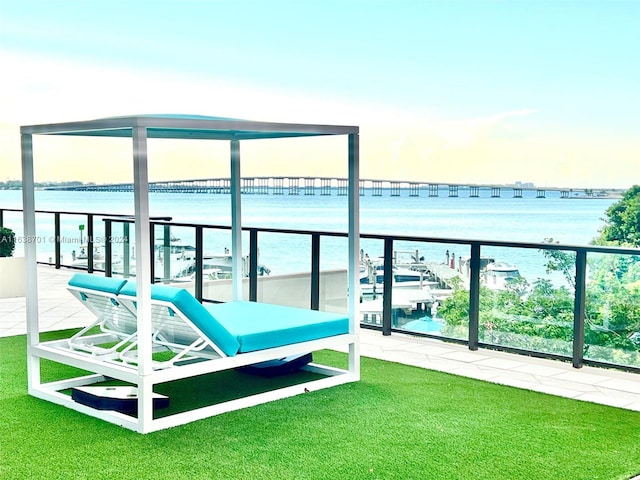 balcony with a water view