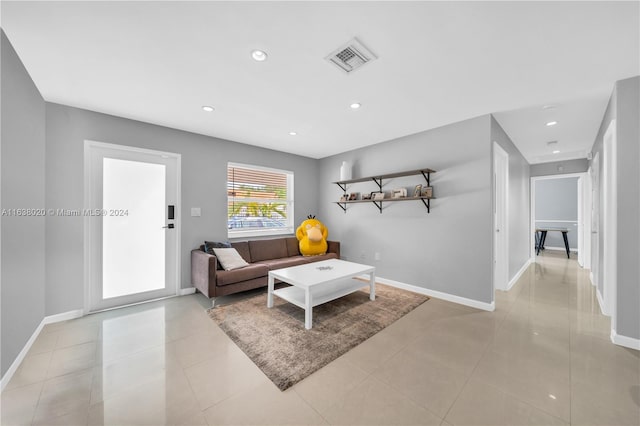 view of tiled living room