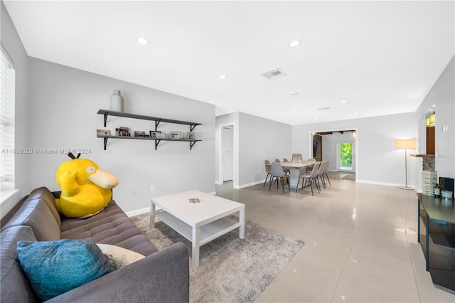 view of tiled living room