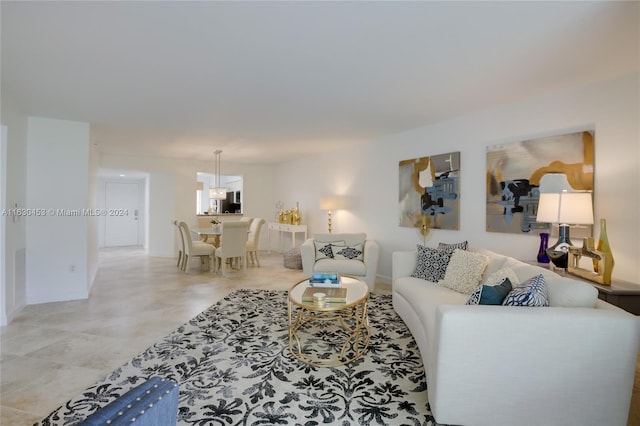 view of tiled living room