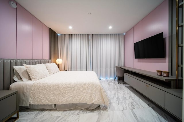 851 NE 1st Ave Unit 4811, Miami, FL 33132 - bedroom with light marble finish flooring and recessed lighting