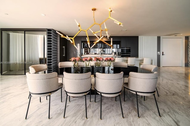 dining room with an inviting chandelier