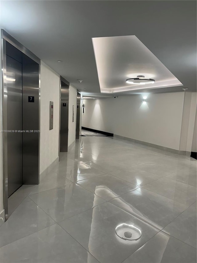 interior space with elevator