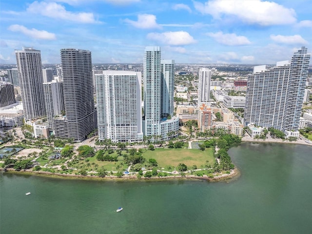 property's view of city featuring a water view