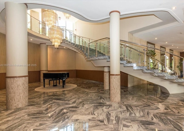 building lobby featuring stairs