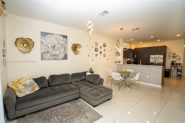 view of tiled living room