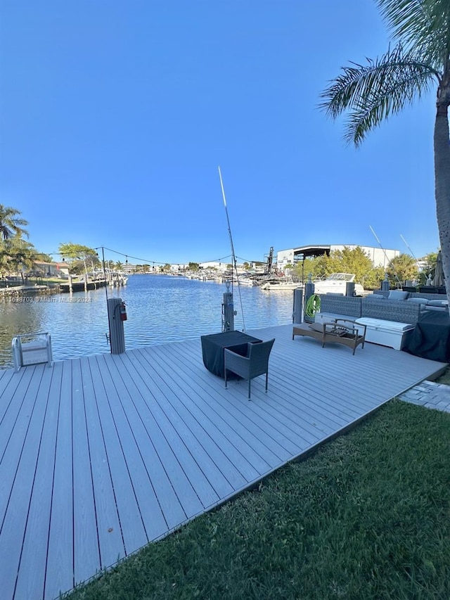 view of dock featuring a water view