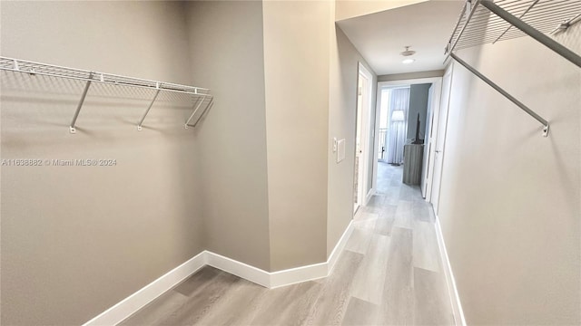 walk in closet featuring hardwood / wood-style flooring