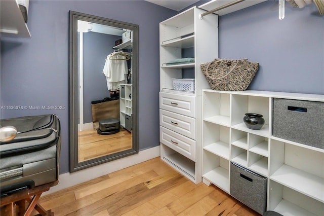 walk in closet featuring light hardwood / wood-style floors