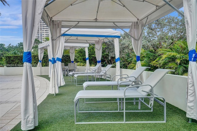 view of patio / terrace featuring a gazebo