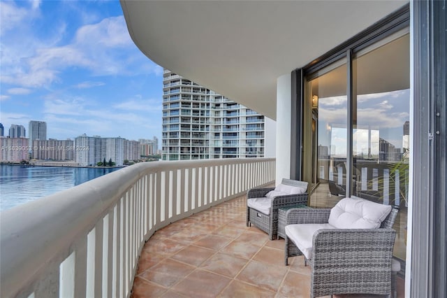 balcony with a water view