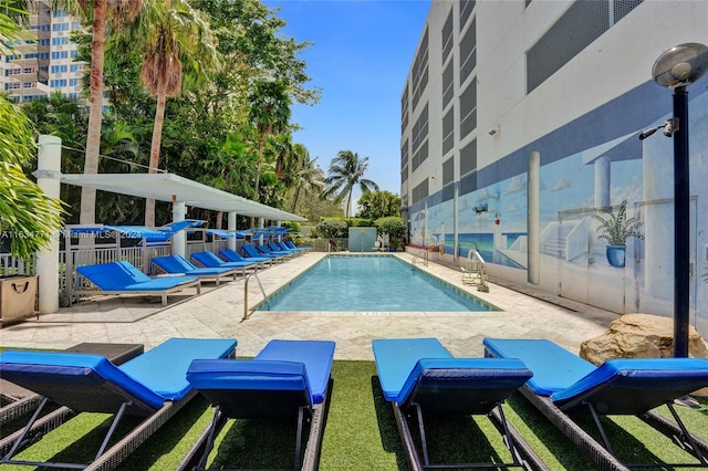 view of pool featuring a patio area