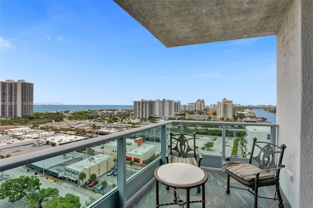 balcony with a water view