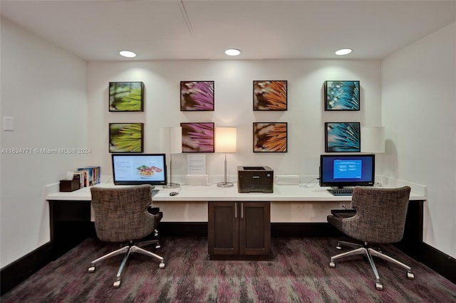 home office featuring dark hardwood / wood-style flooring