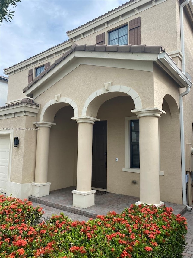 exterior space featuring a garage