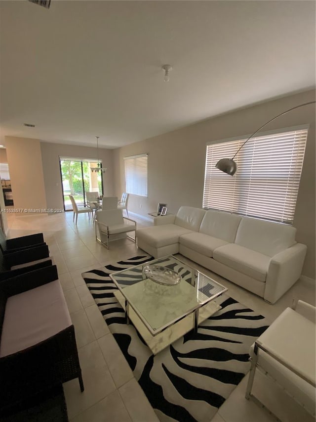 view of tiled living room