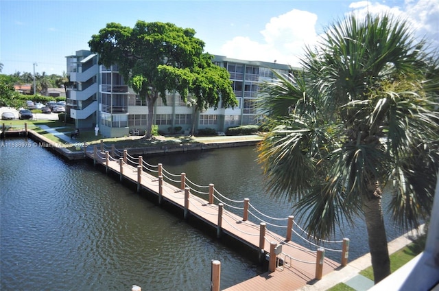 dock area featuring a water view