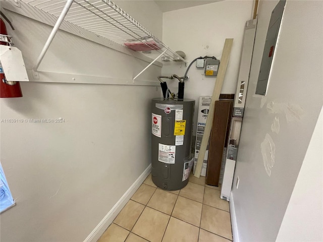 utility room with electric water heater